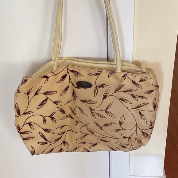 Blumarine velvet leaf printed logo tote y2k bag purse vintage tan boho large - Picture 1 of 8